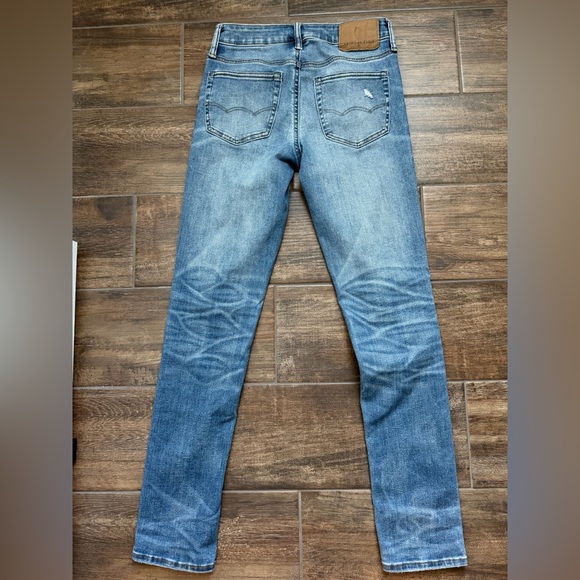 American Eagle Outfitters Airflex 360 Blue Denim 28X32 Skinny Jean Distressed - Picture 6 of 7